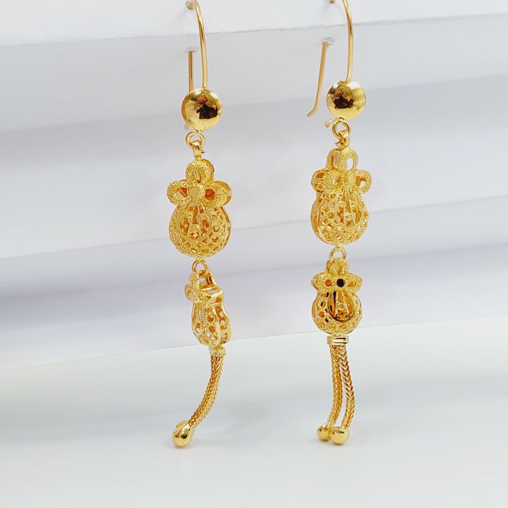 21K Gold Kuwaiti Earrings by Saeed Jewelry - Image 4