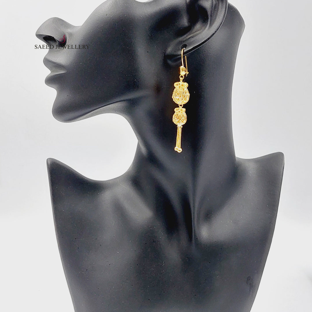 21K Gold Kuwaiti Earrings by Saeed Jewelry - Image 3