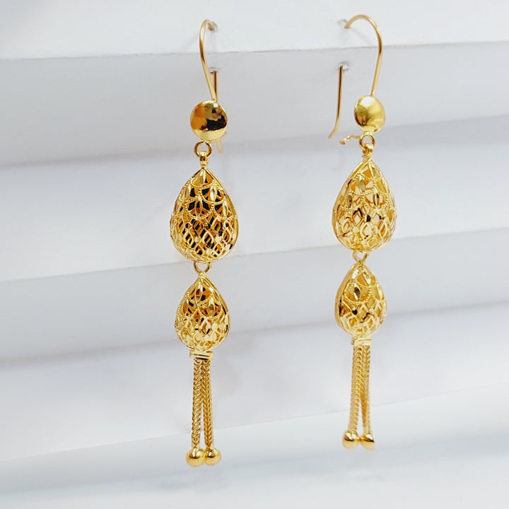 21K Gold Kuwaiti Earrings by Saeed Jewelry - Image 5