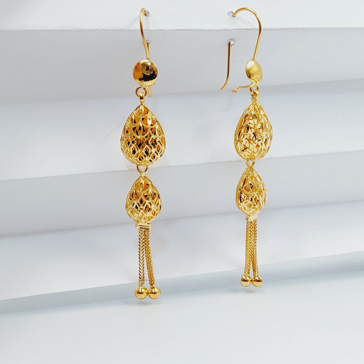 21K Gold Kuwaiti Earrings by Saeed Jewelry - Image 4