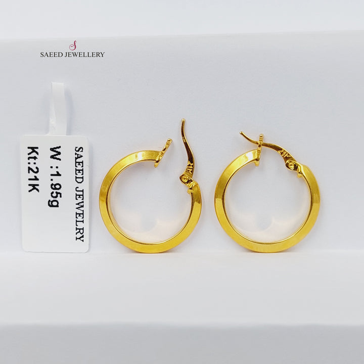 21K Gold Rashadi Hoop Earrings by Saeed Jewelry - Image 1