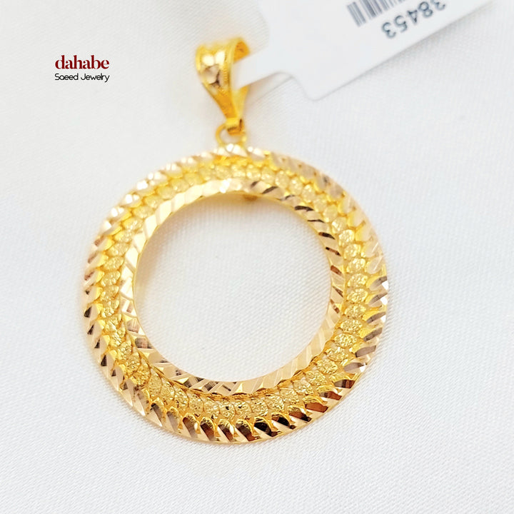 Engraved Rashadi Frame Pendant Made of 21K Gold by Saeed Jewelry 