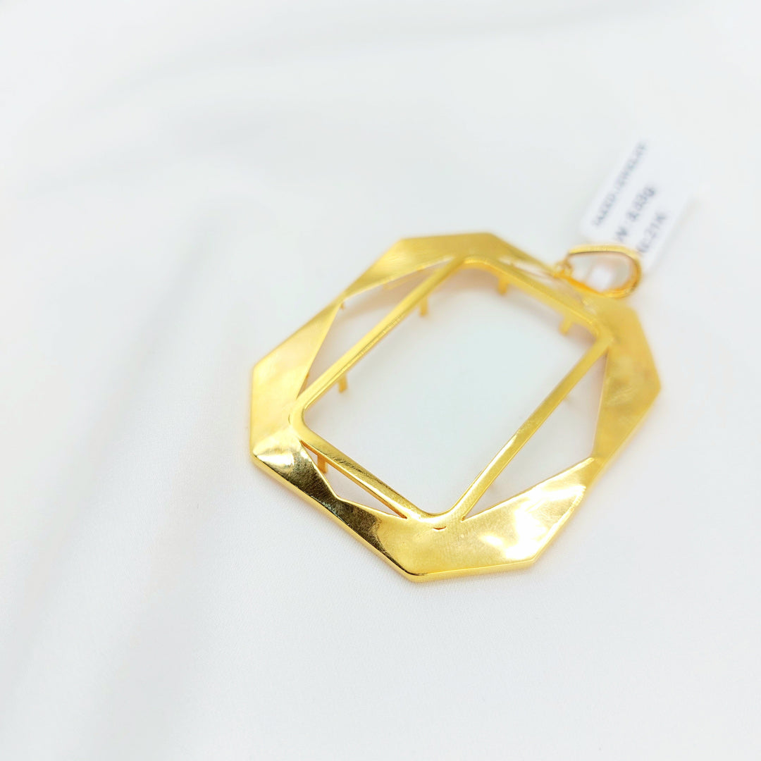 21K Gold Rectangular Bar Frame Pendant