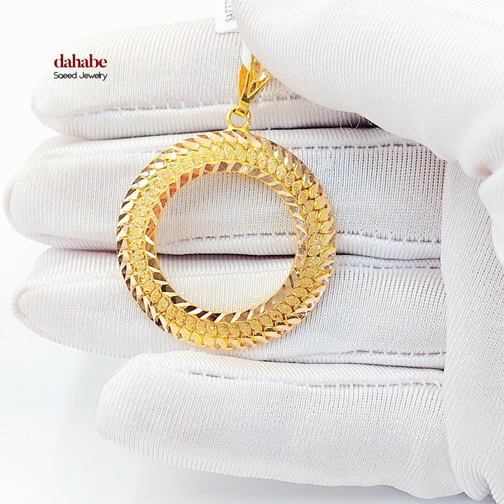 Engraved Rashadi Frame Pendant Made of 21K Gold by Saeed Jewelry 