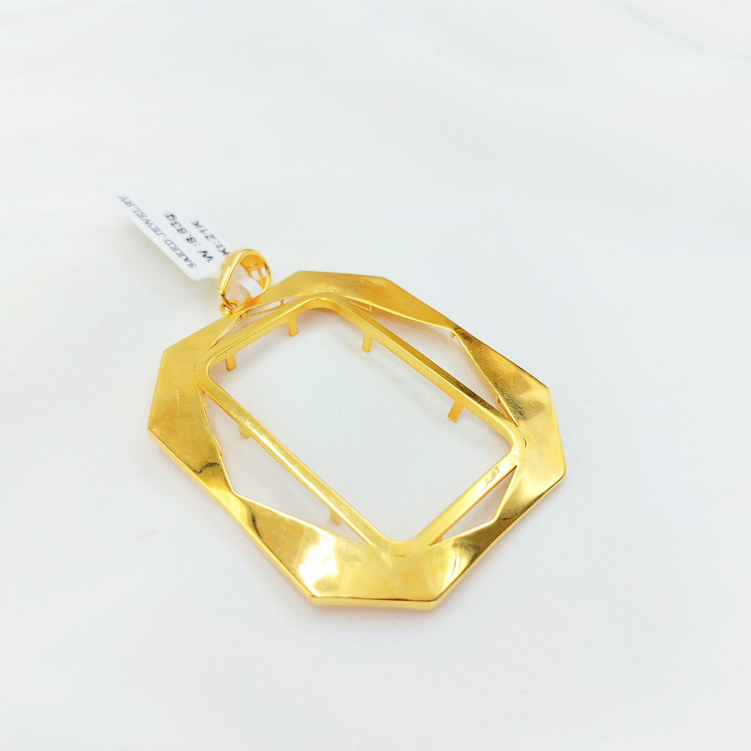 21K Gold Rectangular Bar Frame Pendant