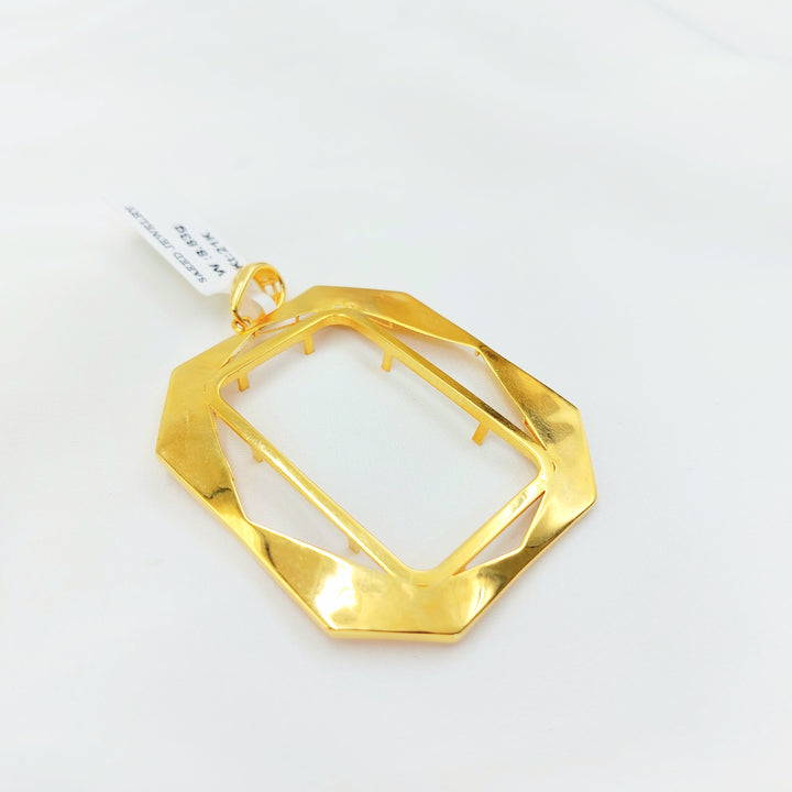 21K Gold Rectangular Bar Frame Pendant