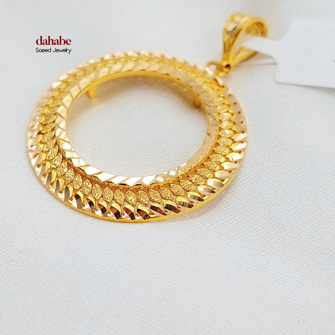 Engraved Rashadi Frame Pendant Made of 21K Gold by Saeed Jewelry 