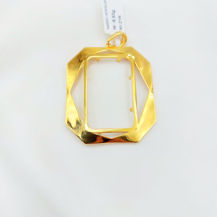 21K Gold Rectangular Bar Frame Pendant