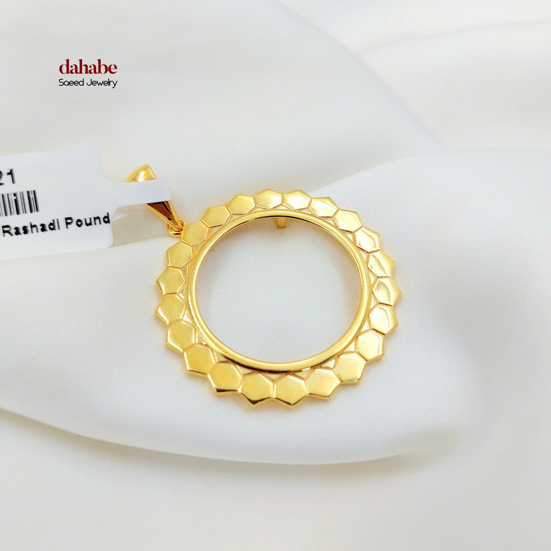 21K Gold Hexagon Coin Frame Pendant