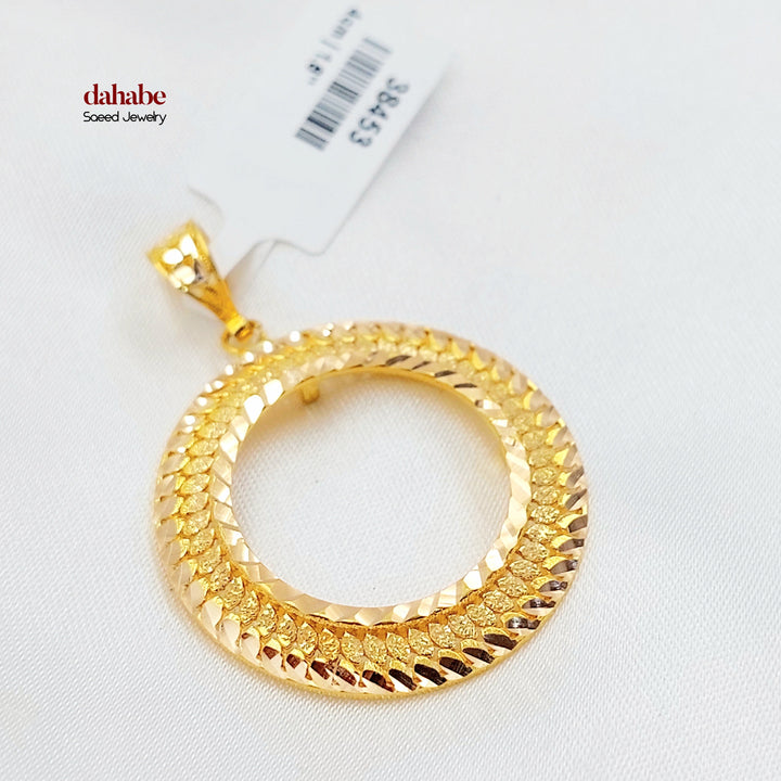 Engraved Rashadi Frame Pendant Made of 21K Gold by Saeed Jewelry 