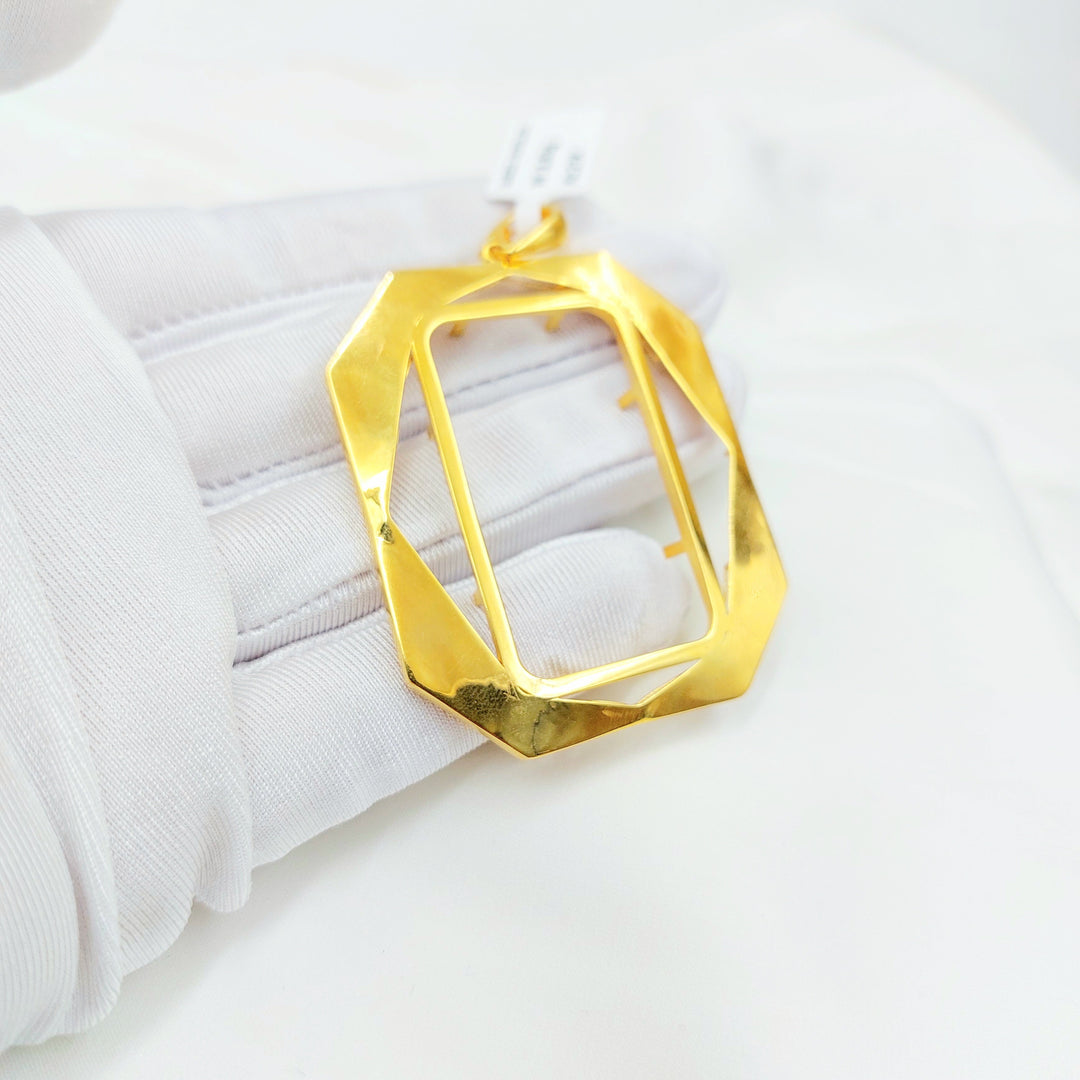 21K Gold Rectangular Bar Frame Pendant