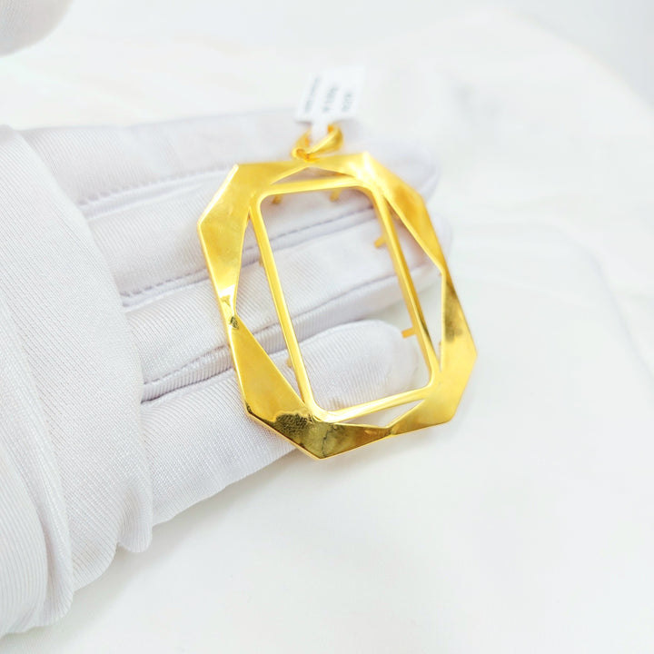 21K Gold Rectangular Bar Frame Pendant