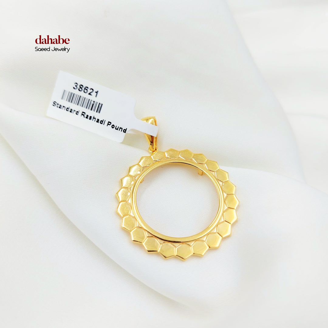 21K Gold Hexagon Coin Frame Pendant