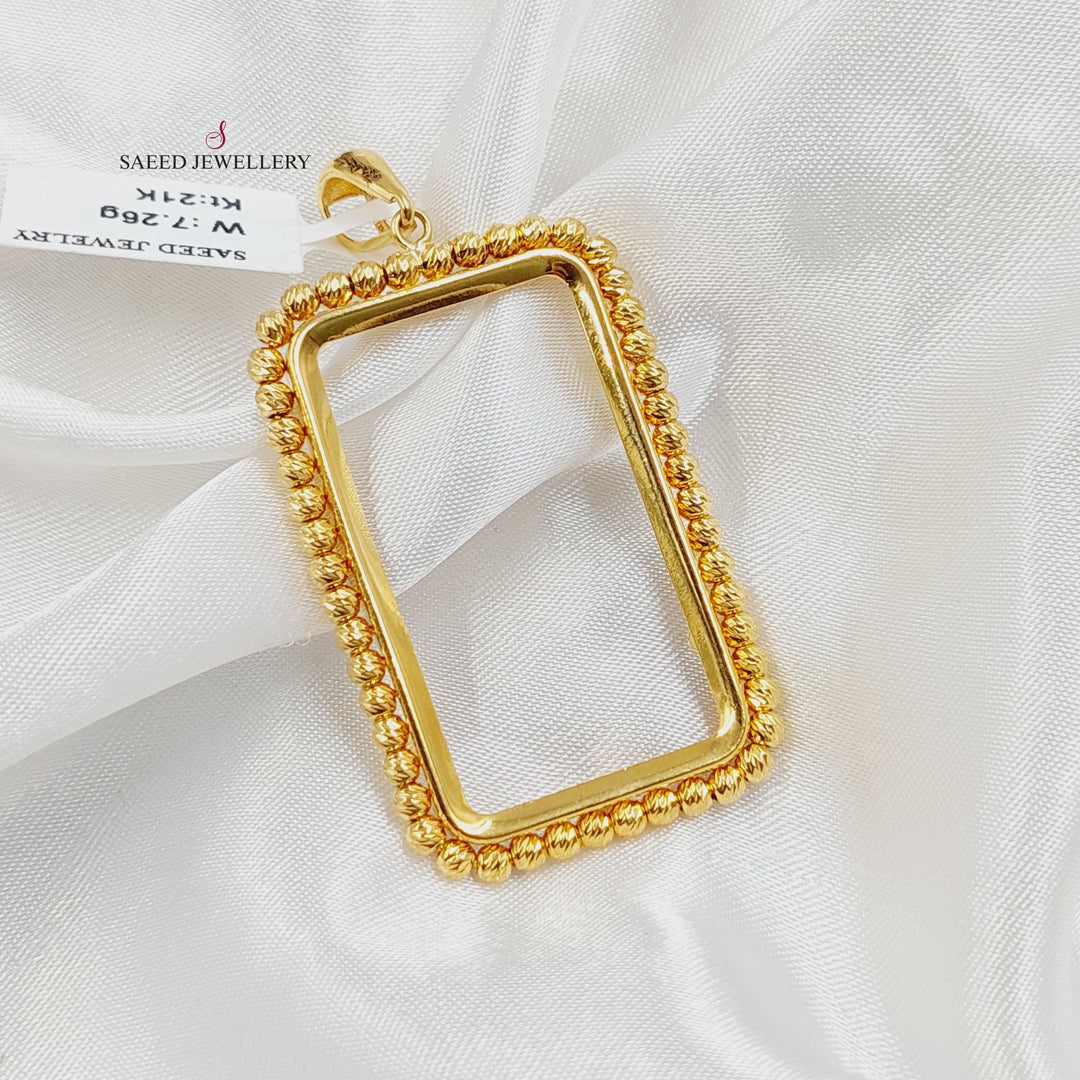 Ounce Frame Pendant Made of 21K Gold by Saeed Jewelry 