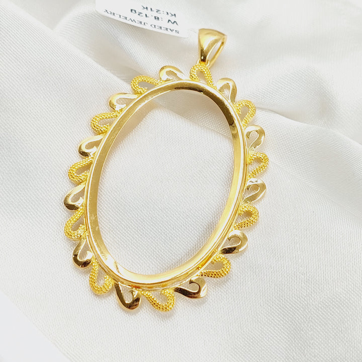 21K Gold Oval Ounce Frame Pendant by Saeed Jewelry - Image 3