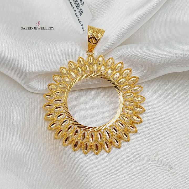 21K Gold Rashadi Liras Frame Pendant by Saeed Jewelry - Image 3