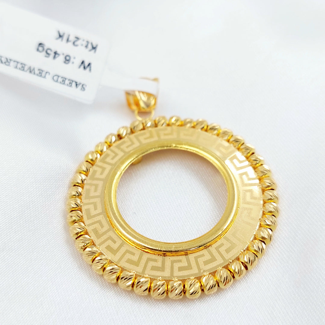Rashadi Liras Frame Pendant Made of 21K Gold by Saeed Jewelry 