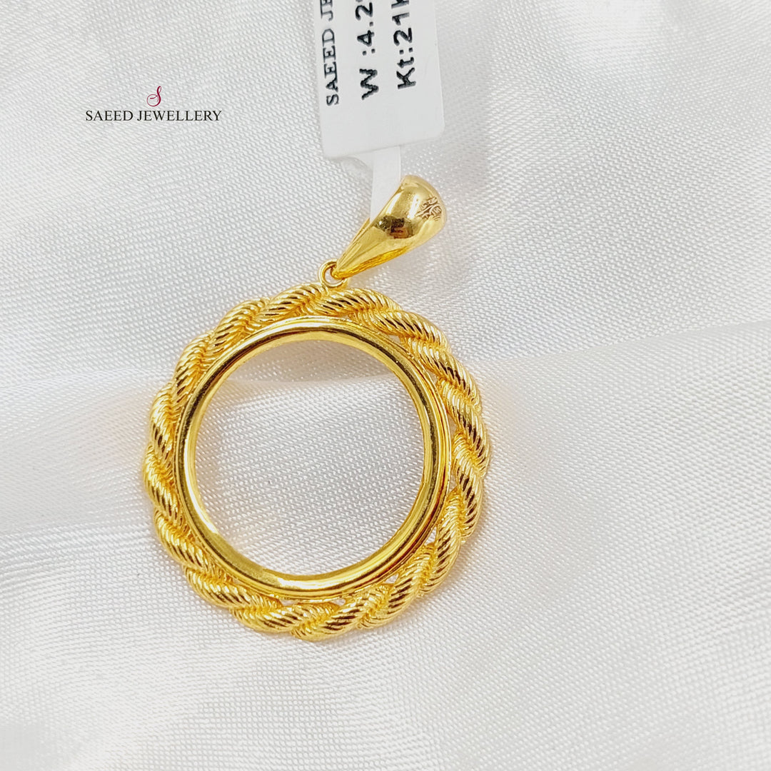 Rope Rashadi Frame Pendant Made of 21K Gold by Saeed Jewelry 