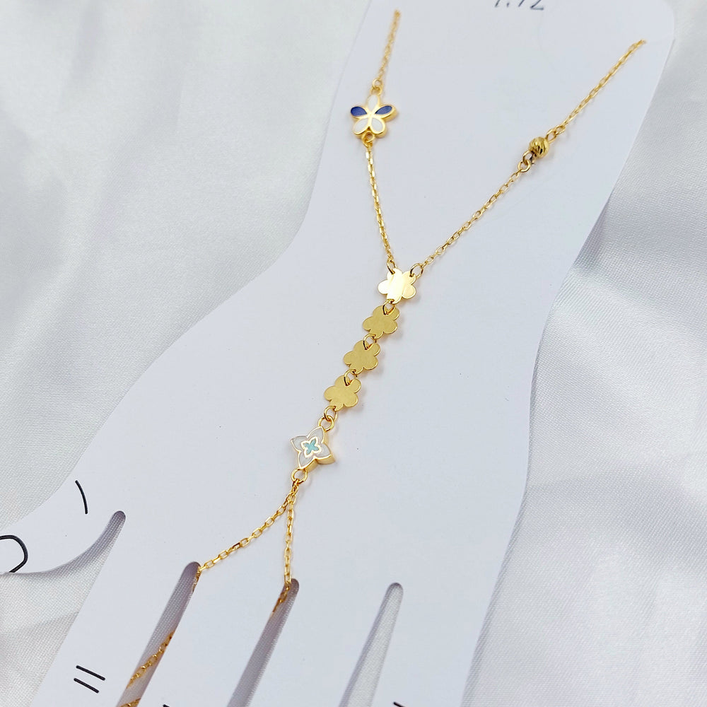 Enameled Rose Hand Bracelet Made of 21K Gold by Saeed Jewelry 