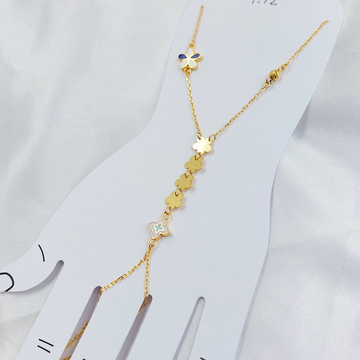 Enameled Rose Hand Bracelet Made of 21K Gold by Saeed Jewelry 