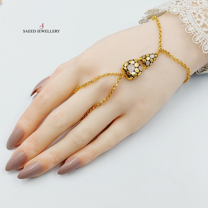 21K Gold Enameled & Zircon Studded Snake Hand Bracelet by Saeed Jewelry - Image 1