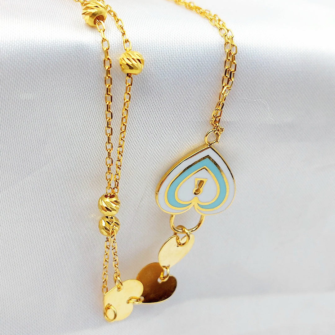 Enameled Heart Hand Bracelet Made of 21K Gold by Saeed Jewelry 