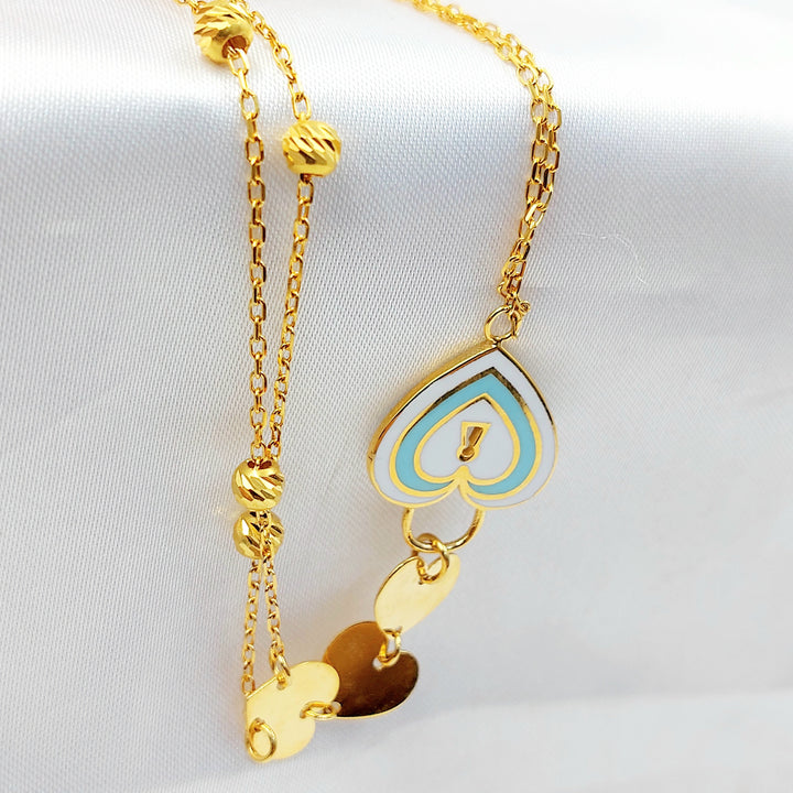 Enameled Heart Hand Bracelet Made of 21K Gold by Saeed Jewelry 