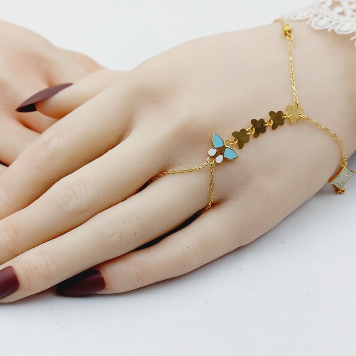 Enameled Heart Hand Bracelet Made of 21K Gold by Saeed Jewelry 