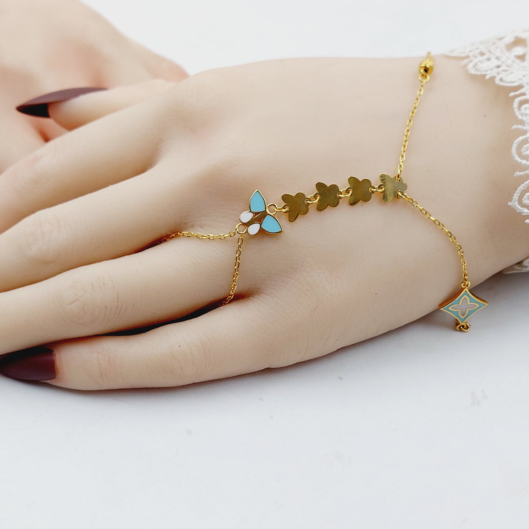 Enameled Heart Hand Bracelet Made of 21K Gold by Saeed Jewelry 