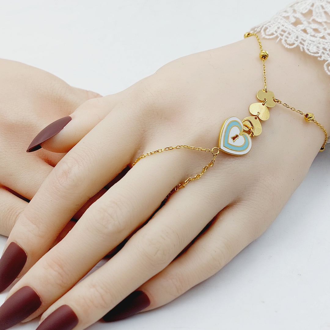 Enameled Heart Hand Bracelet Made of 21K Gold by Saeed Jewelry 