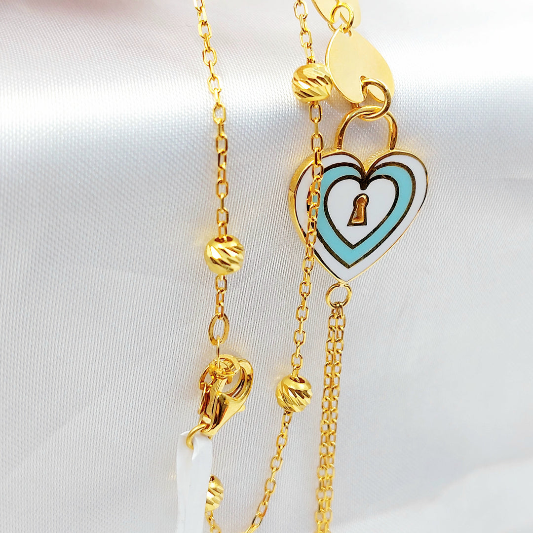 Enameled Heart Hand Bracelet Made of 21K Gold by Saeed Jewelry 