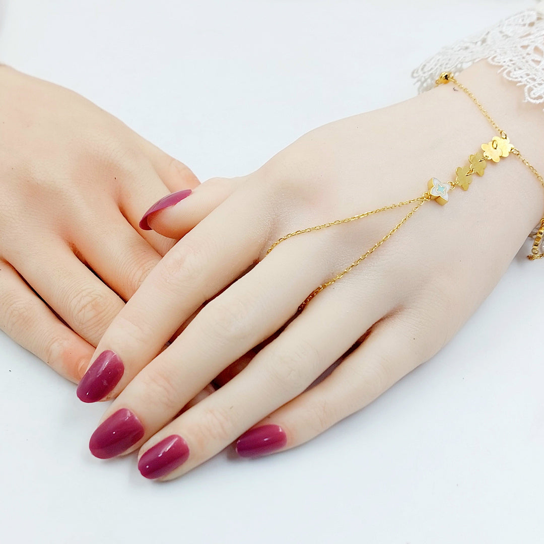 Enameled Rose Hand Bracelet Made of 21K Gold by Saeed Jewelry 