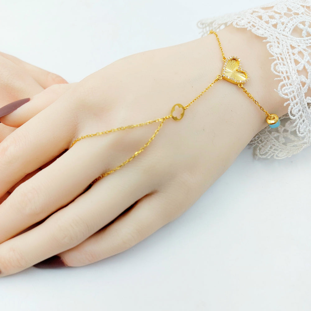 Enameled Heart Hand Bracelet Made of 21K Gold by Saeed Jewelry 