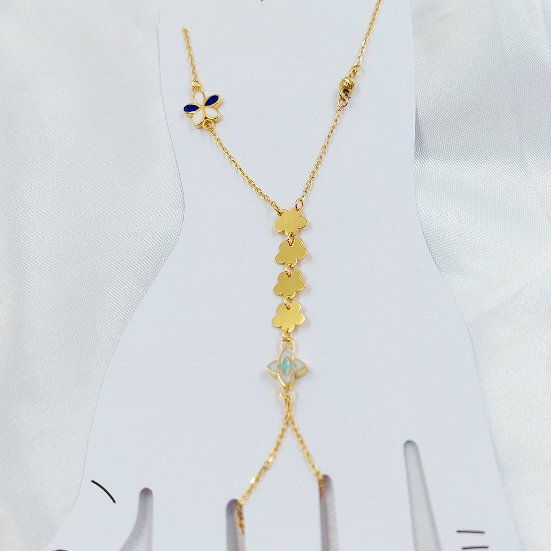 Enameled Rose Hand Bracelet Made of 21K Gold by Saeed Jewelry 