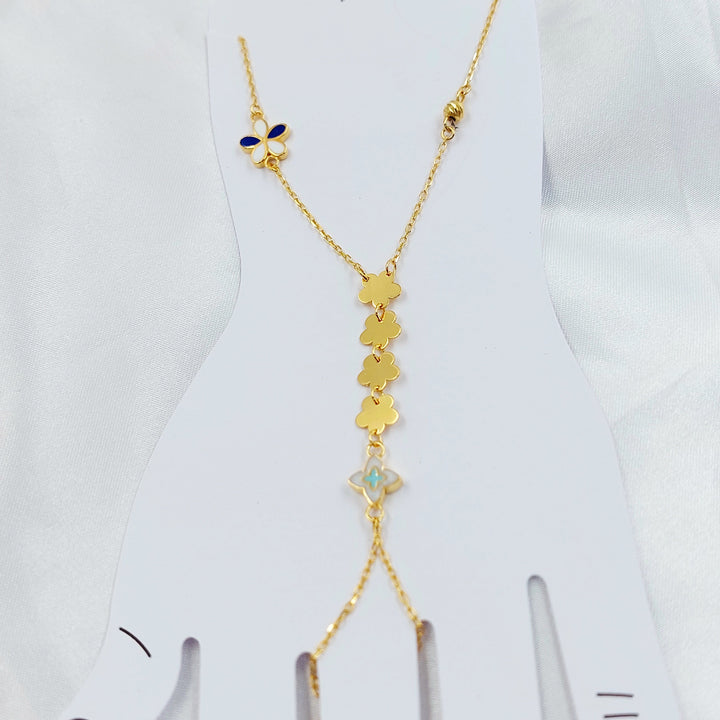 Enameled Rose Hand Bracelet Made of 21K Gold by Saeed Jewelry 