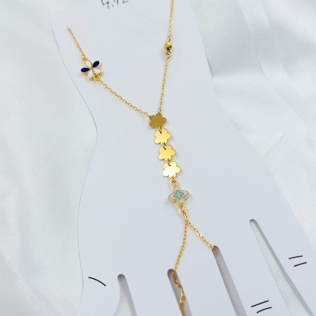 Enameled Rose Hand Bracelet Made of 21K Gold by Saeed Jewelry 