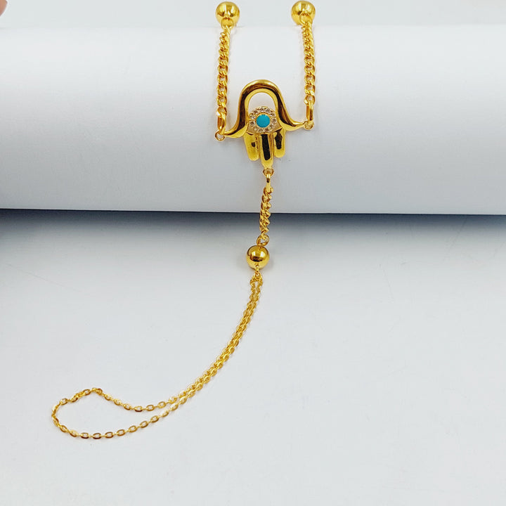 Zircon Studded Eye Hand Bracelet Made of 21K Gold by Saeed Jewelry 