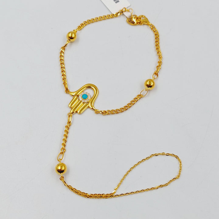 Zircon Studded Eye Hand Bracelet Made of 21K Gold by Saeed Jewelry 