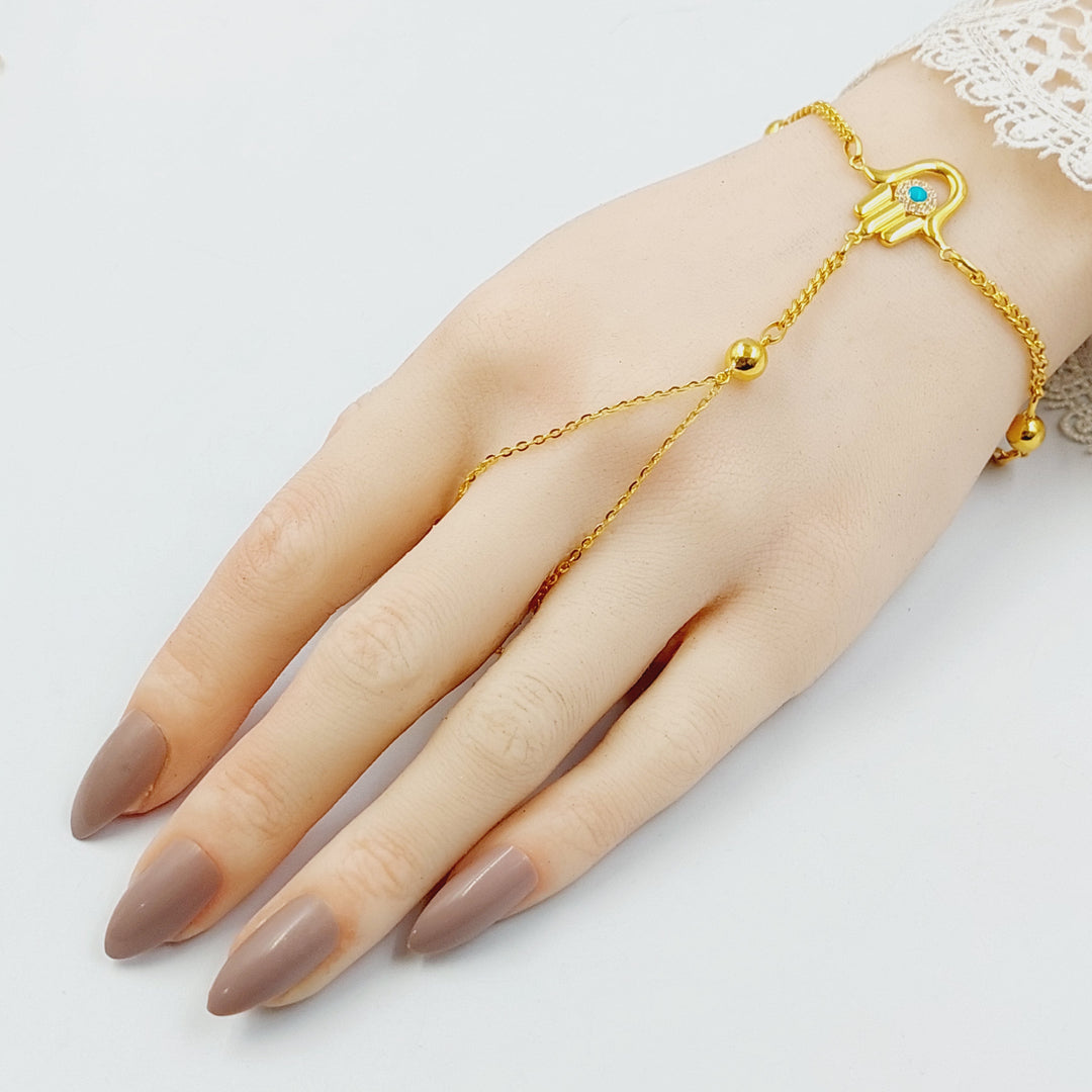 Zircon Studded Eye Hand Bracelet Made of 21K Gold by Saeed Jewelry 