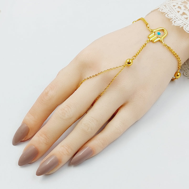 Zircon Studded Eye Hand Bracelet Made of 21K Gold by Saeed Jewelry 