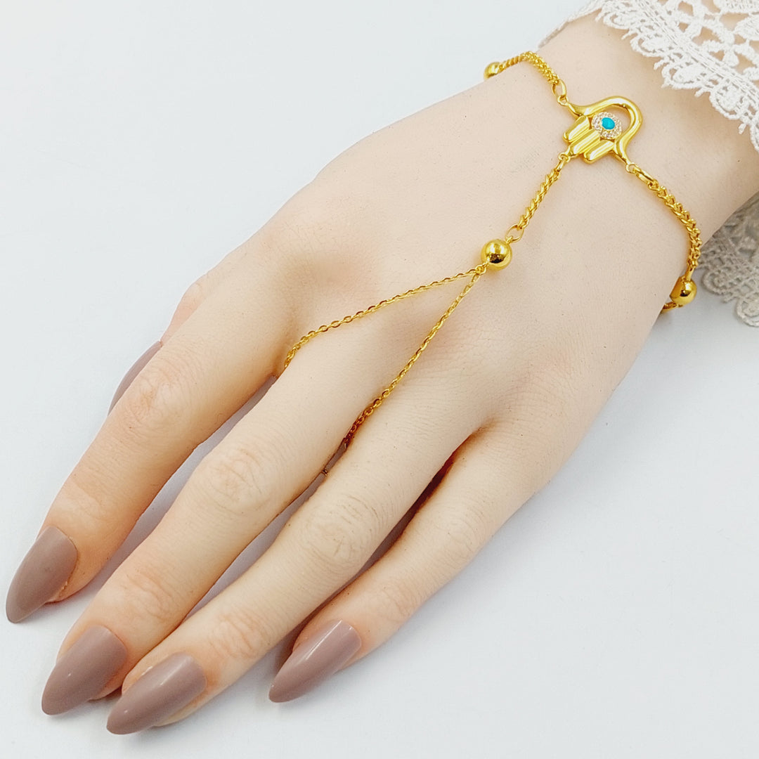 Zircon Studded Eye Hand Bracelet Made of 21K Gold by Saeed Jewelry 