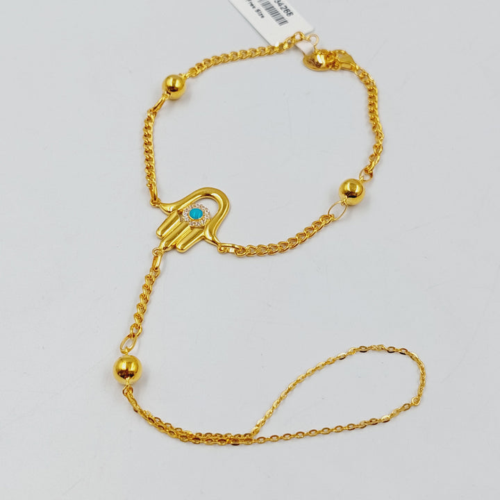 Zircon Studded Eye Hand Bracelet Made of 21K Gold by Saeed Jewelry 
