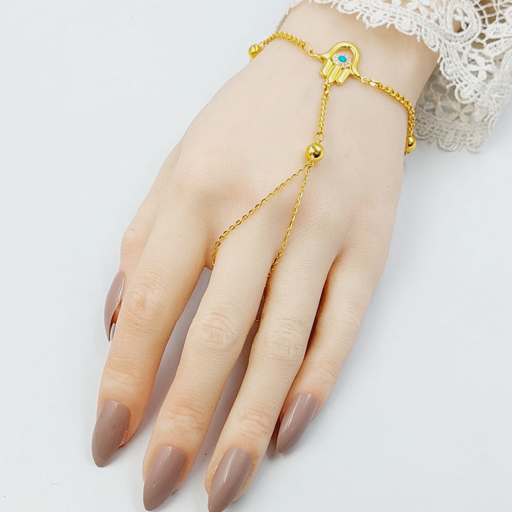 Zircon Studded Eye Hand Bracelet Made of 21K Gold by Saeed Jewelry 