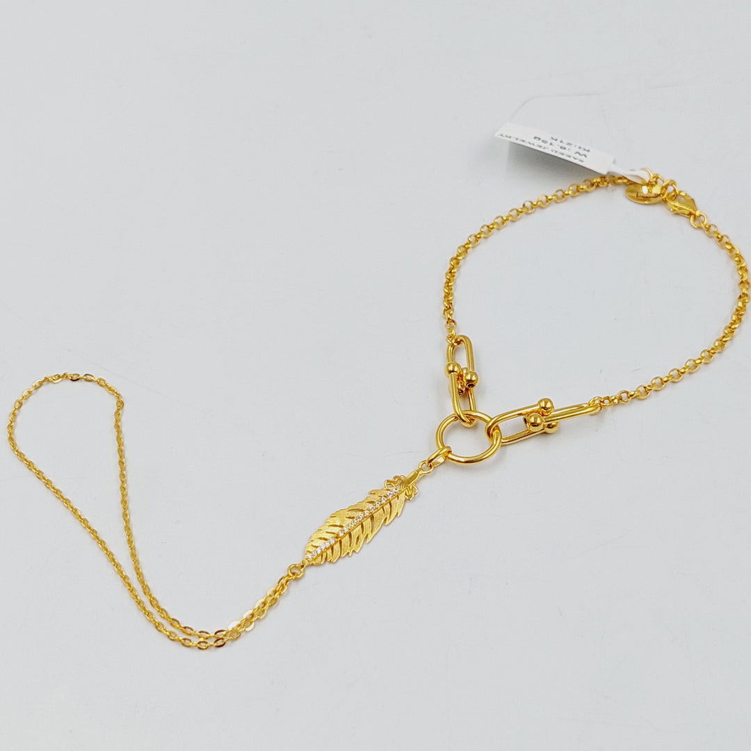 Zircon Studded Leaf Hand Bracelet Made of 21K Gold by Saeed Jewelry 