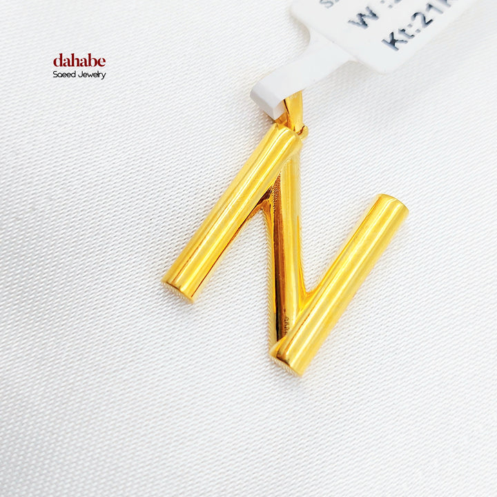 21K تعليقة N حرف-مجوهرات الشيخ سعيد-Saeed Jewelry 