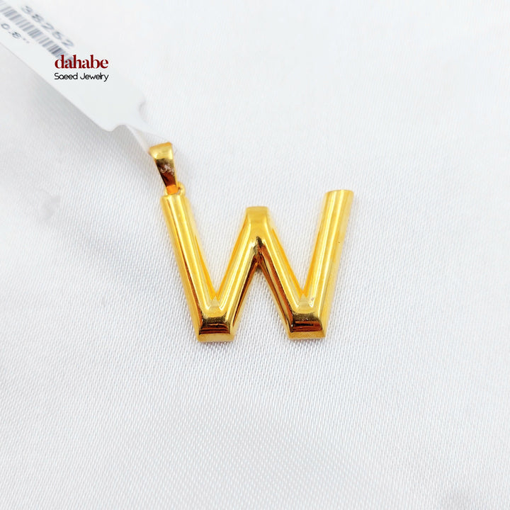 W Letter Pendant Made of 21K Gold by Saeed Jewelry 