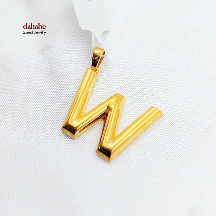 W Letter Pendant Made of 21K Gold by Saeed Jewelry 