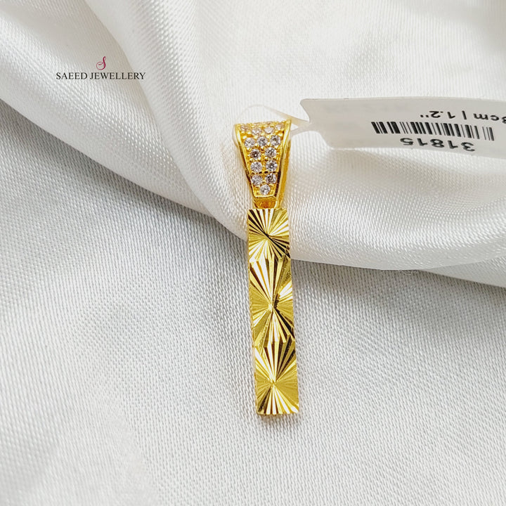 21K Gold Zircon Studded I Letter Pendant by Saeed Jewelry - Image 4