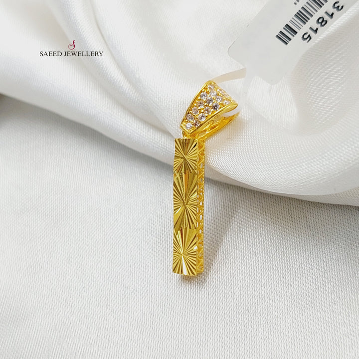 21K Gold Zircon Studded I Letter Pendant by Saeed Jewelry - Image 1