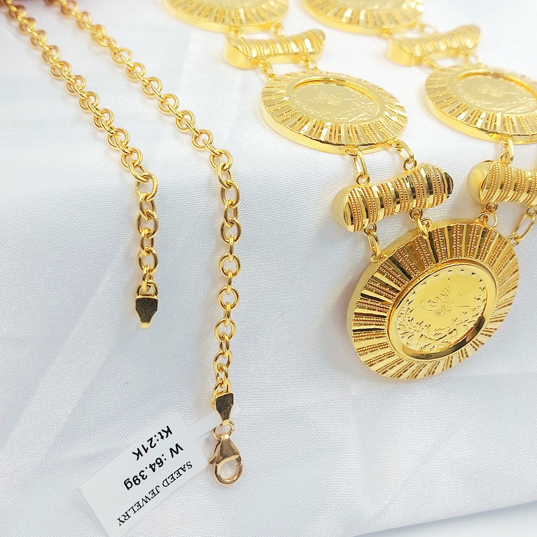 Deluxe Rashadi Long Necklace Made of 21K Gold by Saeed Jewelry 